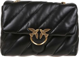 Pinko Love Puff Schoudertas - Dames - Schoudertassen - Zwart - ONE Size - Leer - Tassen