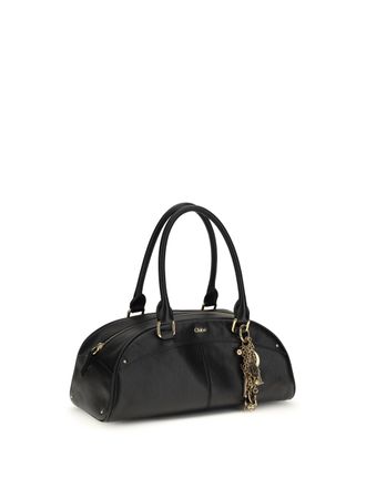 Chlo&eacute; Womens Bowling Handbag Black Calf Leather Bos Taurus Handbags Hand Bags