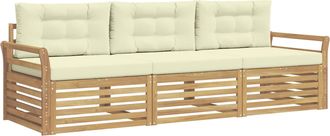 vidaXL Conjunto De Sof&aacute;s De Exterior 3 Uds. Blanco Y Crema Vidaxl