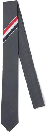 Thom Browne RWB stripe necktie - men - Cotton/Polyester/Silk - One Size - Grey