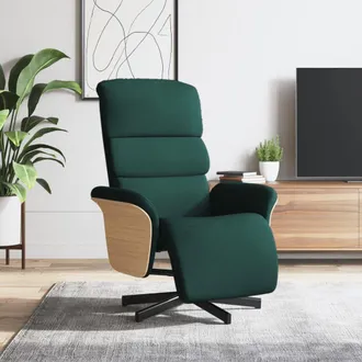 vidaXL Poltrona Reclinabile Con Poggiapiedi Verde Scuro In Tessuto - Vidaxl