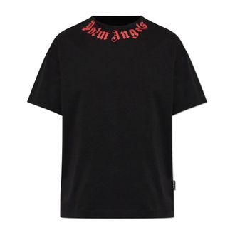 Palm Angels T-Shirts, male, Black, Size: XL Neck Logo T-Shirt
