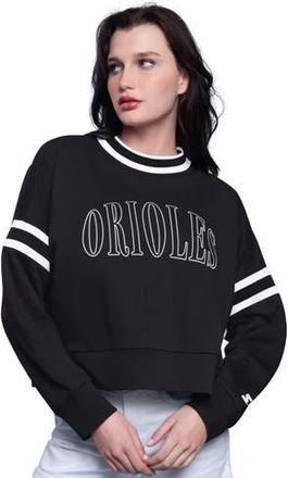 Starter Womens Starter Black Baltimore Orioles Power Play Cropped Pullover Sweatshirt at Nordstrom, Size Xx-Large