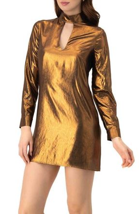 Ivonne Short Satin Dress with Keyhole Neckline in Copper at Nordstrom, Size 12