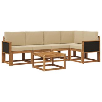 vidaXL Conjunto De Sof&aacute;s De Exterior Con Coj&iacute;n 6 Pcs Natural Y Beige Vidaxl