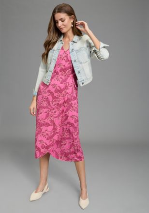 Laura Scott Sommerkleid LAURA SCOTT, Damen, Gr. 34, N-Gr, pink, gemustert, Jersey, Obermaterial: 95% Viskose, 5% Elasthan, Paisley, figurumspielend wadenlang, V-A