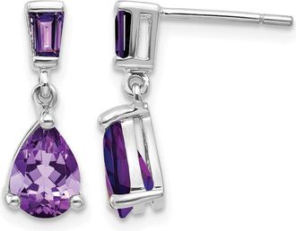 Diamond2Deal 14k White Gold Amethyst Dangle Earrings