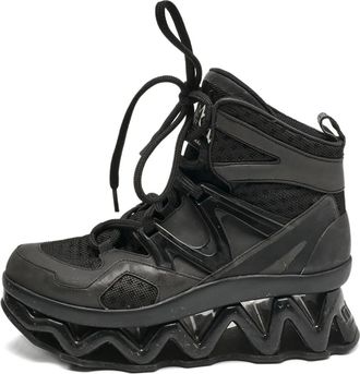 Marc Jacobs 45 mm leren high-top sneakers met plateauzool - Zwart