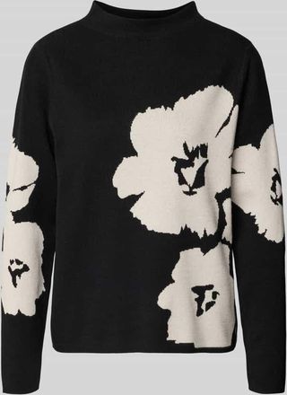 Betty Barclay Strickpullover mit geripptem Stehkragen in Black, Größe 36