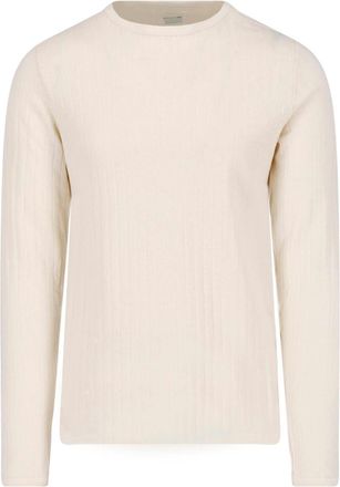 Paul Smith White Linen-Blend Long Sleeve Ribbed Knit Top
