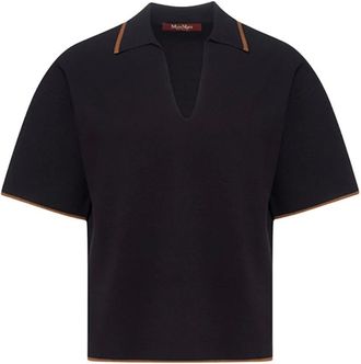 Max Mara Tops, Dames, Zwart, L, Polyester, Polo Knit