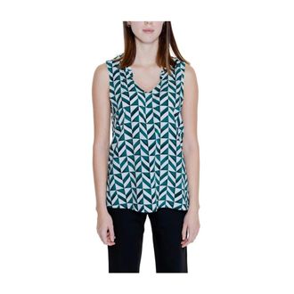 Street One Blouses, female, Green, Size: 3XS Geometric Print Sleeveless Top