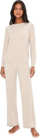 Barefoot Dreams CozyChic Ultra Lite(r) Jersey Roll Pullover Wide Leg Pants Womens Sweater Stone : LG (US 12-14), Nylon/Viscose