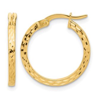 Diamond2Deal 14K Yellow Gold Diamond-cut Huggie Hoop Earrings