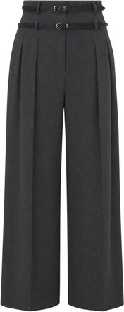 Liu Jo Flanel flared broek - Dames - Wijde Broeken - Grijs - M - Leer - Broeken