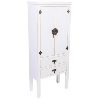 Wanderlust Deco Armario de madera 2 cajones 2 puertas 60x30x142h cm