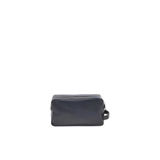 Brunello Cucinelli Korrelig leren beautycase met dubbele rits - Heren - Tassen - Zwart - Maat: ONE Size Leer
