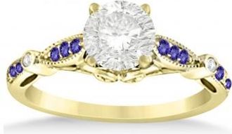 Allurez Marquise & Dot Tanzanite Vintage Engagement Ring 14k Yellow Gold 0.13ct