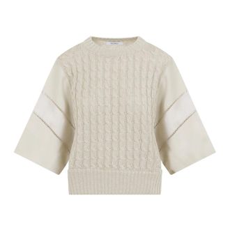 Max Mara Round-neck Knitwear, female, Beige, Size: M Round-neck Knitwear