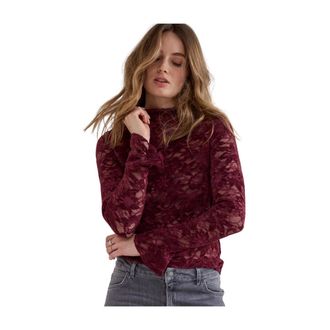 Tramontana Fluwelen Stretch Kant Top - Dames - Tops - Rood - Maat: S Polyamide