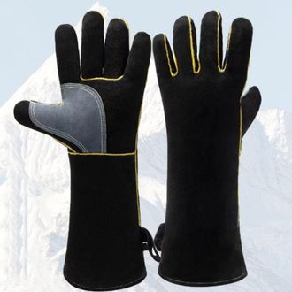 OEM Guantes De Piel De Vacuno Resistentes Al Calor Para Acampar, Fogatas, Trabajo, Actividades Al Aire Libre, Soldadura, Jardiner&iacute;a, 35 Cm, Resistentes Al