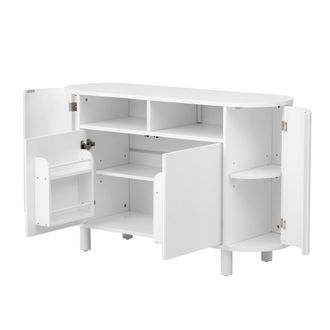 STILVORA Aparador Con 2 Puertas, 1 Nicho Abierto, Estantes Ajustables Y Patas Regulables Para Recibidor En Mdf, Blanco, 120&times;38&times;77 Cm