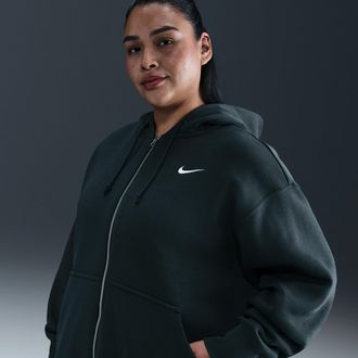 Nike Womens Nike Sportswear Phoenix Fleece Oversized Full-Zip Hoodie (Plus Size) in Green | DV4979-391