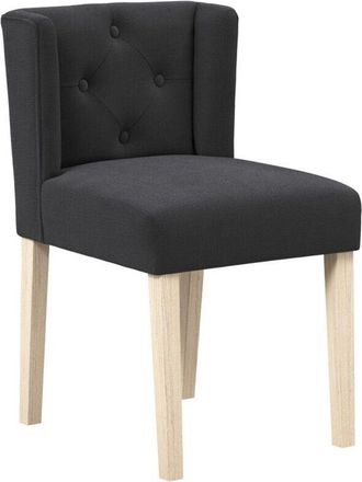 LPD Furniture Shay Winged Indoor Dining Chair without Arms - Linen Blend/Rubber Wood - L57 x W49 x H79 cm - Anthracite/Blonde - Partially Assembled