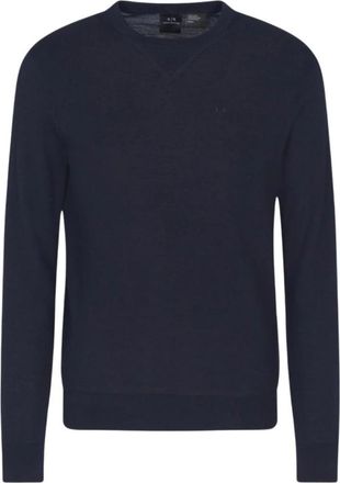 A|X Armani Exchange Rondgebreide trui - Heren - Ronde hals truien - Blauw - XS - Katoen - Truien & Vesten