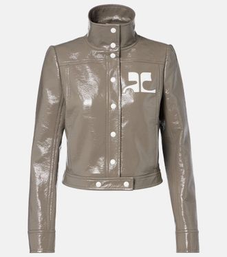 Courr&egrave;ges Logo vinyl cropped jacket