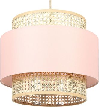 Beliani L&aacute;mpara De Techo De Poli&eacute;ster Rat&aacute;n Algod&oacute;n Natural Rosa Melocot&oacute;n 172 Cm Yumuri
