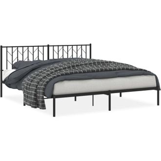 vidaXL Estructura Cama Sin Colch&oacute;n Con Cabecero Metal Negro 180x200 Cm Vidaxl