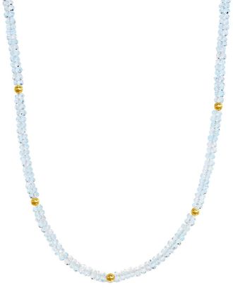 Jewelmak 14K Blue Topaz Necklace