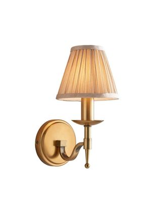 Netlighting Stanford 1 Light Indoor Candle Wall Light Antique Brass with Beige Shade E14 in Gold