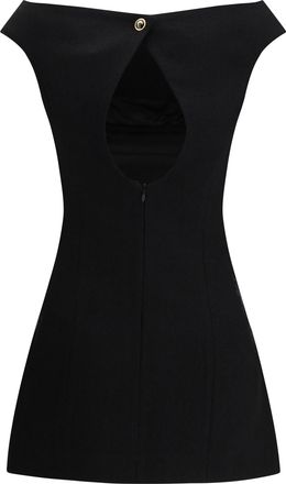 Marine Serre Womens Mini Dress Wool Boucl&eacute; Sleeveless Black Outer: Fleece