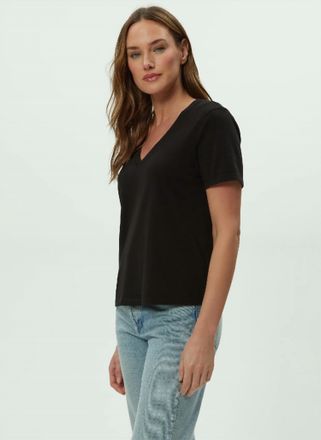 Michael Stars Daria Just Cotton Short Sleeve Top In Black