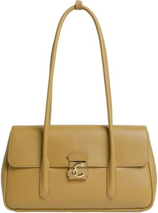 Coccinelle cross body bag C-Me Lock Handbag Grained Leather Seagrass khaki