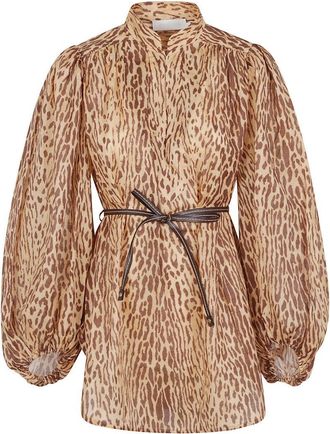 Zimmermann Light Brown Leopard Print Cascadian Tunic