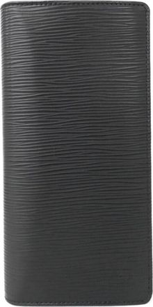 Louis Vuitton Black Leather Long Wallet (Bi-Fold) (Pre-Owned)