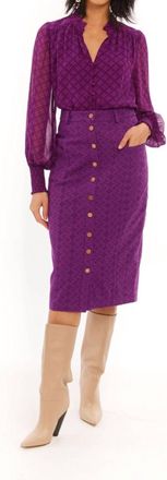 Allison New York Eyelet Twill Amal Midi Skirt In Eggplant