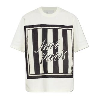 Ami T-Shirts, male, Beige, Size: M Cream T-shirt with Logo