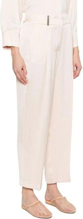 PESERICO Wijde broek - Dames - Wijde Broeken - Roze - S - Leer - Broeken