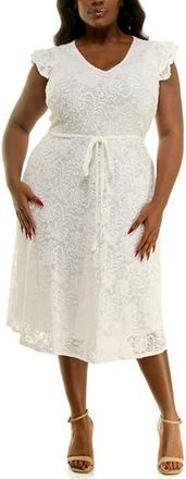 Nina Leonard Lace Fit & Flare Dress in White at Nordstrom Rack, Size 1 X