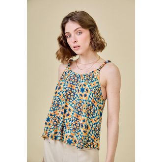 See U Soon Top met bloemenprint en ronde hals, dunne bandjes