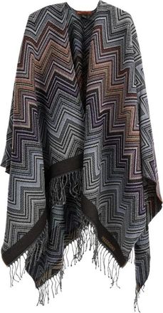 Missoni Zigzag Fringed Cape - Dames - Jassen - Veelkleurig - Maat: ONE Size Wol