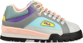 Fila logo lace-up trainers - women - Fabric/Calf Leather/Fabric/Rubber - 7 - Blue
