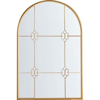 Beliani Espejo De Pared Estilo Glamour Vintage Decorativo Con Marco De Metal Dorado Thulay