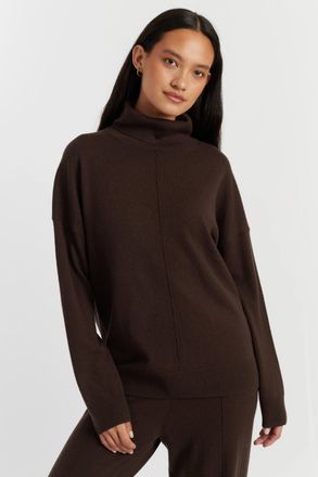 Chinti and Parker Chocolate Wool-Cashmere Relaxed Rollneck Sweater