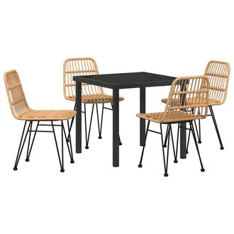 Berkfield Home 5 Piece Garden Dining Set Brown Poly Rattan in Tan