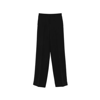 Twinset Broeken, Dames, Zwart, L, Leer, Tailored Wide-Leg Broeken